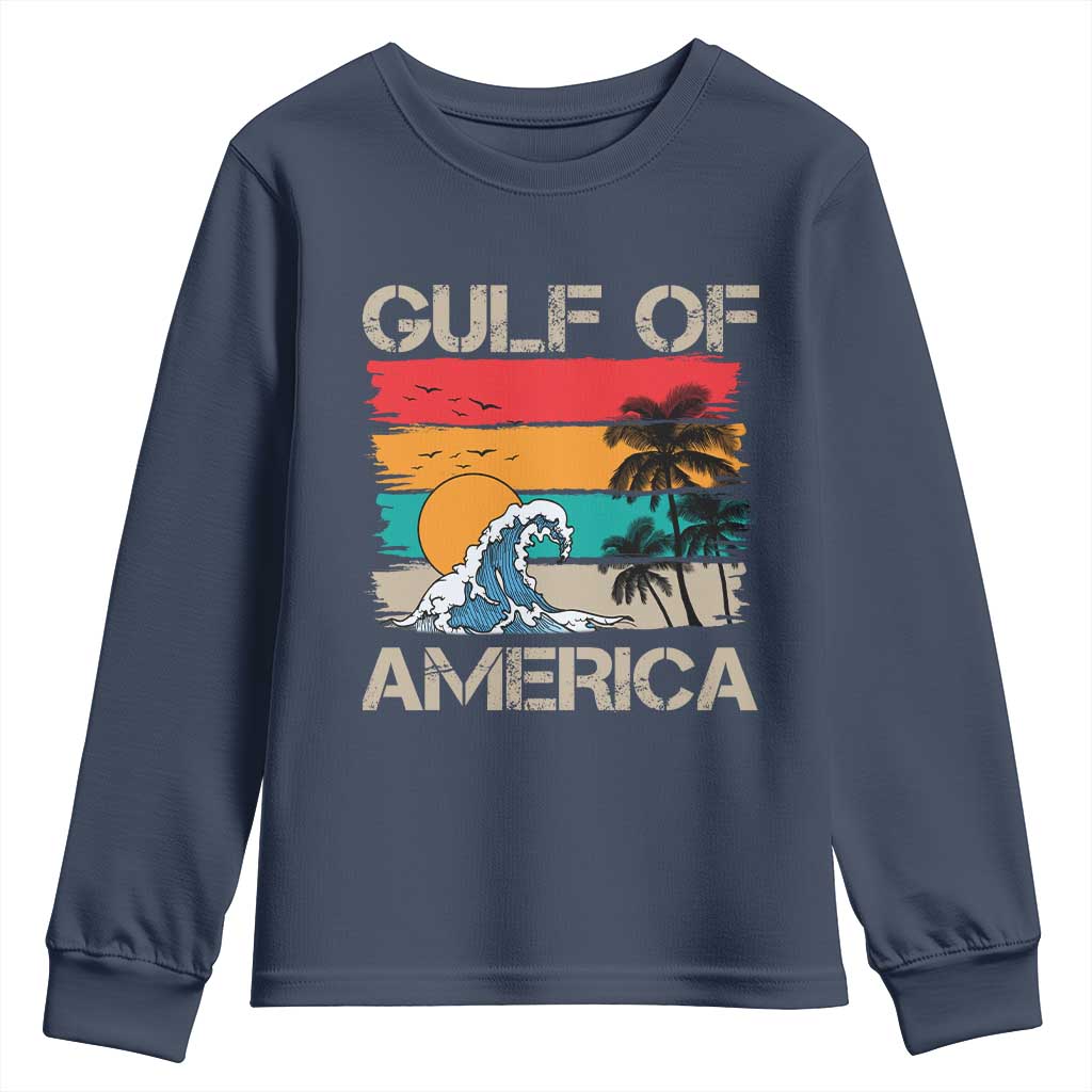 Gulf Of USA Youth Sweatshirt Funny Beach Summer Vacation Retro Vintage TS10 Navy Print Your Wear