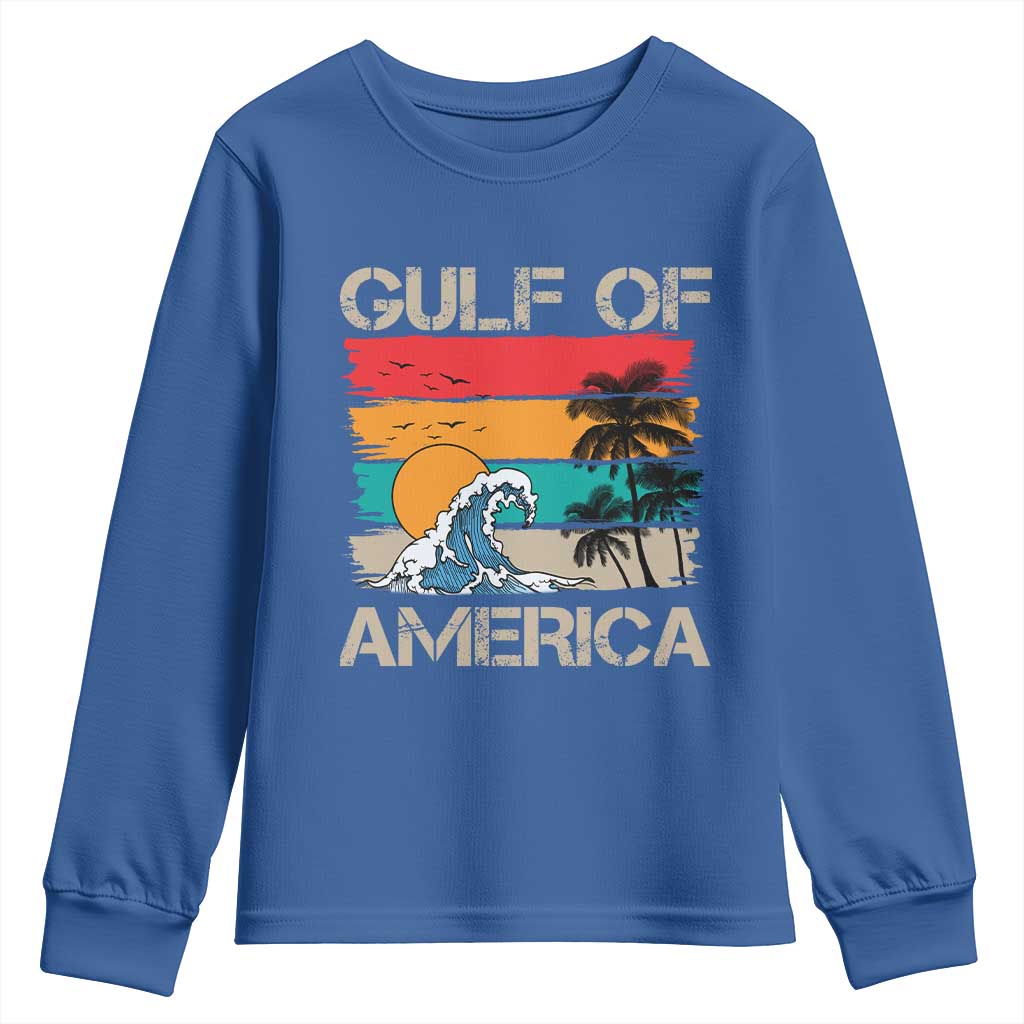 Gulf Of USA Youth Sweatshirt Funny Beach Summer Vacation Retro Vintage TS10 Royal Blue Print Your Wear