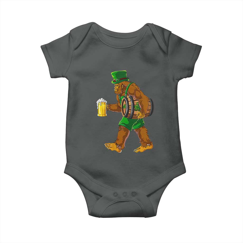 St Patricks Day Bigfoot Baby Onesie Sasquatch Beer Funny Party Shamrock TS10 Dark Heather Print Your Wear
