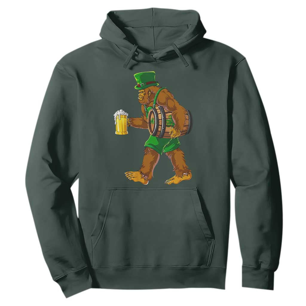 St Patricks Day Bigfoot Hoodie Sasquatch Beer Funny Party Shamrock TS10 Dark Forest Green Print Your Wear
