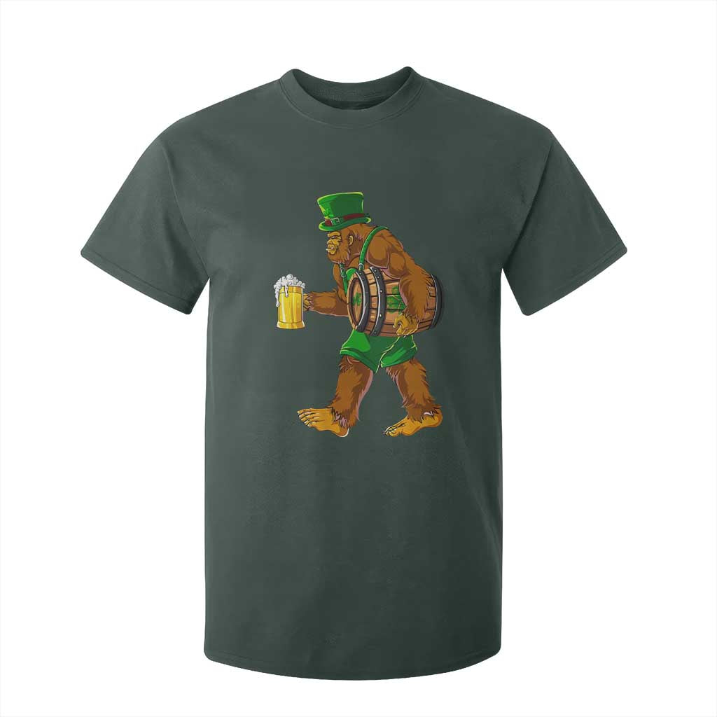 St Patricks Day Bigfoot T Shirt For Kid Sasquatch Beer Funny Party Shamrock TS10 Dark Forest Green Print Your Wear