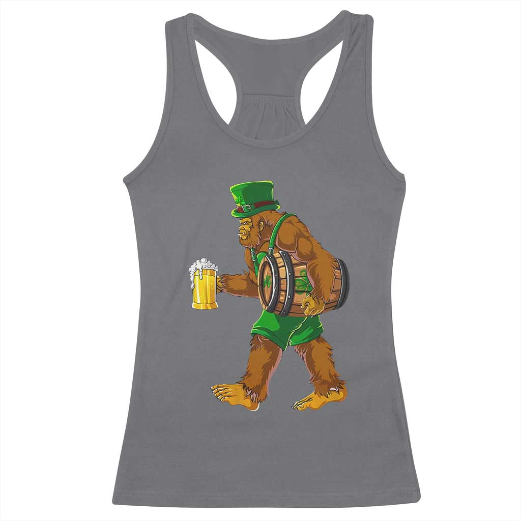 St Patricks Day Bigfoot Racerback Tank Top Sasquatch Beer Funny Party Shamrock TS10 Charcoal Print Your Wear