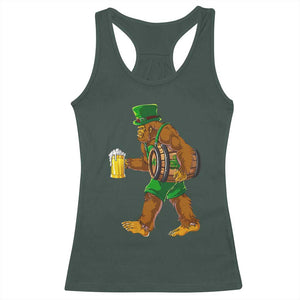 St Patricks Day Bigfoot Racerback Tank Top Sasquatch Beer Funny Party Shamrock TS10 Dark Forest Green Print Your Wear