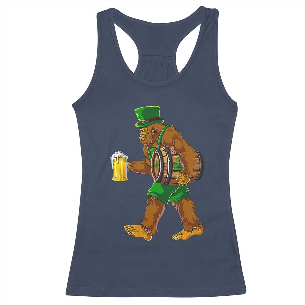 St Patricks Day Bigfoot Racerback Tank Top Sasquatch Beer Funny Party Shamrock TS10 Navy Print Your Wear