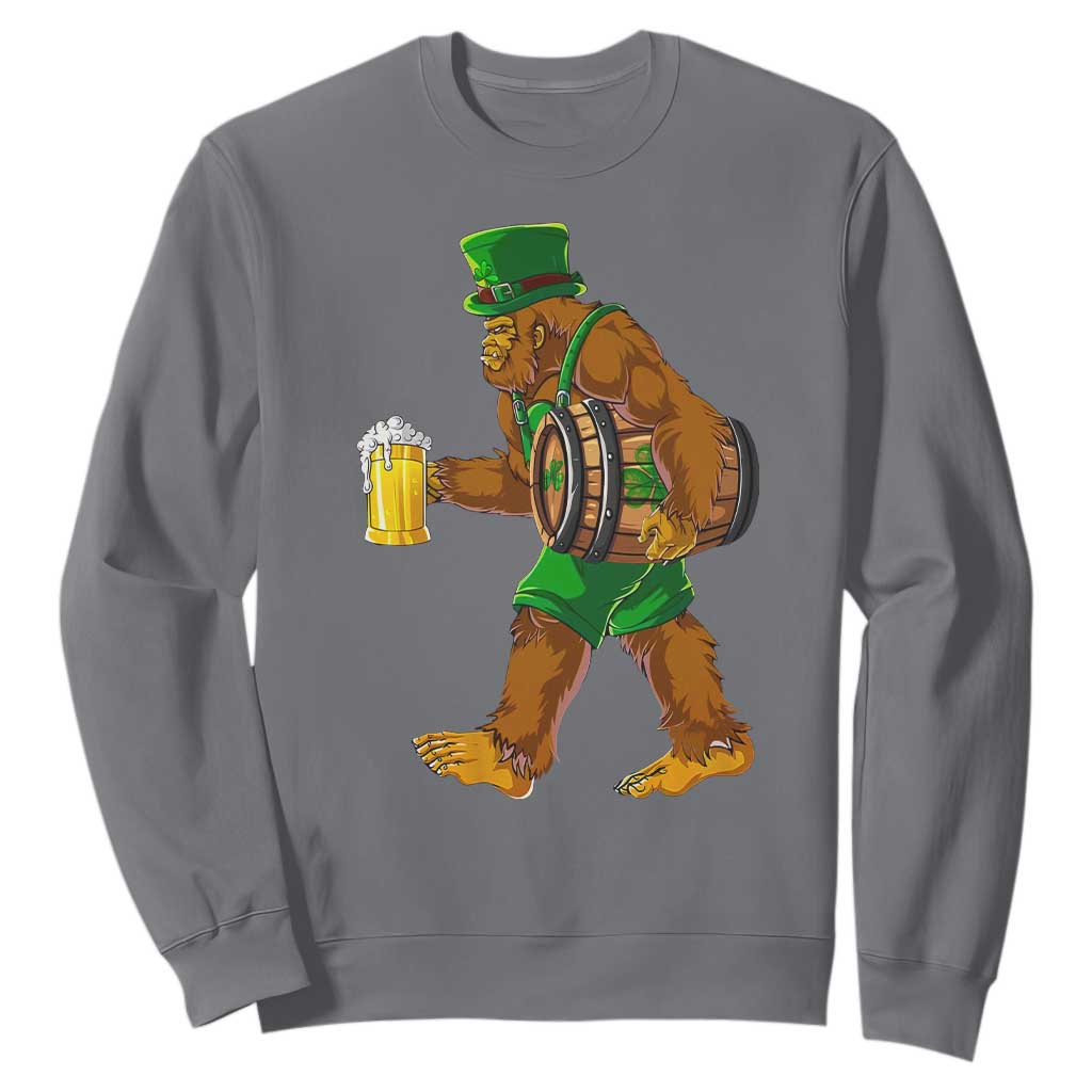 St Patricks Day Bigfoot Sweatshirt Sasquatch Beer Funny Party Shamrock TS10 Charcoal Print Your Wear