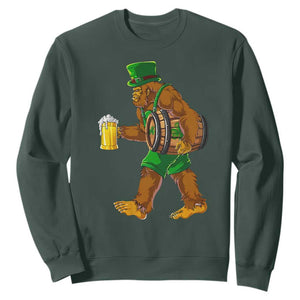 St Patricks Day Bigfoot Sweatshirt Sasquatch Beer Funny Party Shamrock TS10 Dark Forest Green Print Your Wear