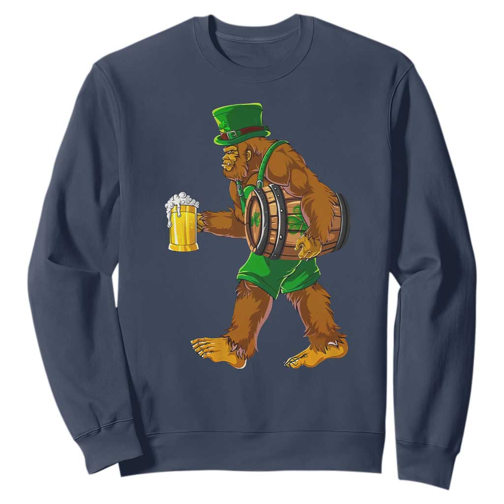 St Patricks Day Bigfoot Sweatshirt Sasquatch Beer Funny Party Shamrock TS10 Navy Print Your Wear