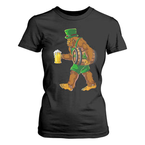 St Patricks Day Bigfoot T Shirt For Women Sasquatch Beer Funny Party Shamrock TS10 Black Print Your Wear