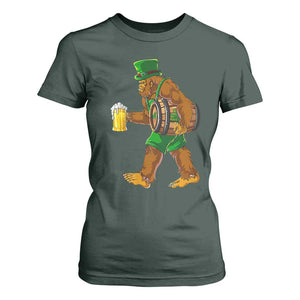 St Patricks Day Bigfoot T Shirt For Women Sasquatch Beer Funny Party Shamrock TS10 Dark Forest Green Print Your Wear
