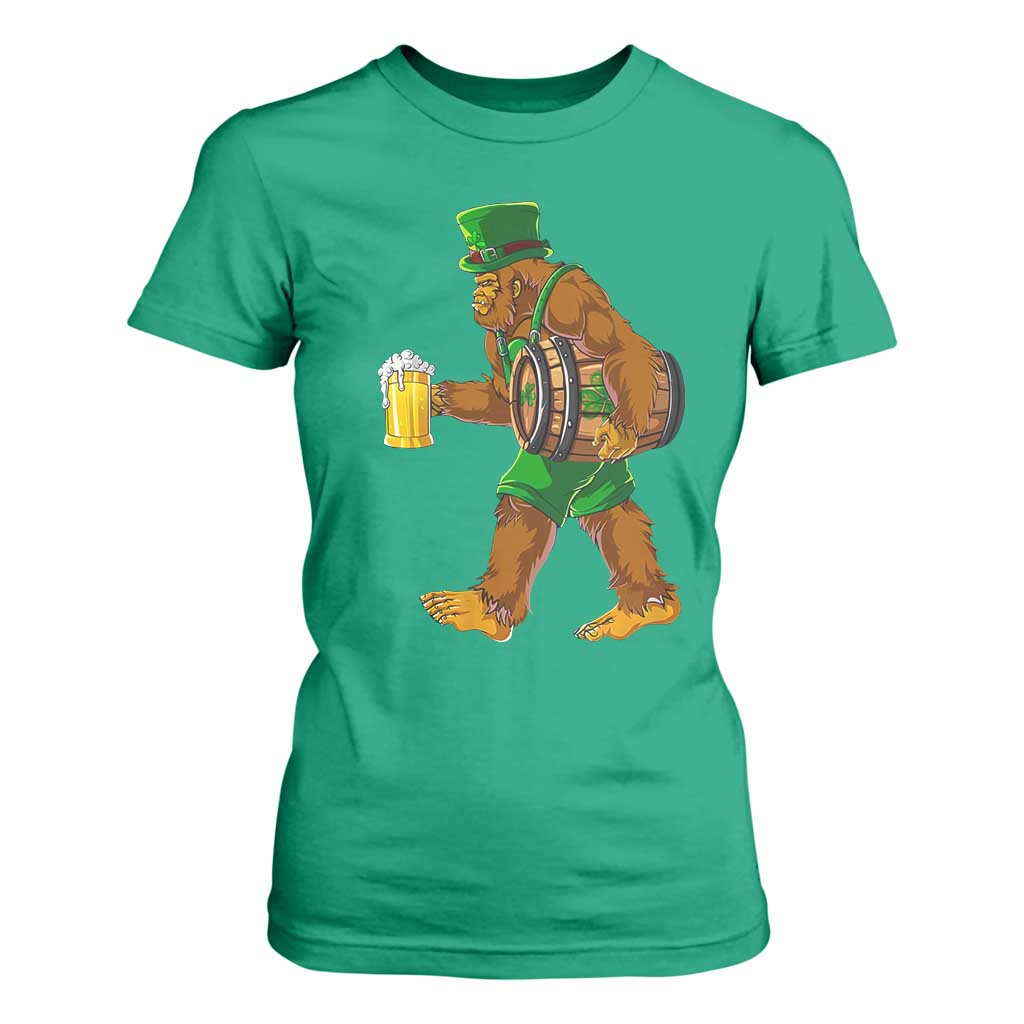 St Patricks Day Bigfoot T Shirt For Women Sasquatch Beer Funny Party Shamrock TS10 Irish Green Print Your Wear