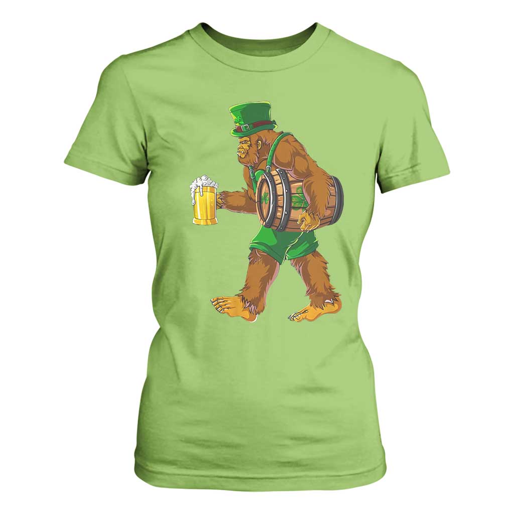 St Patricks Day Bigfoot T Shirt For Women Sasquatch Beer Funny Party Shamrock TS10 Lime Print Your Wear