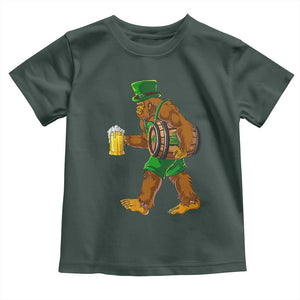 St Patricks Day Bigfoot Toddler T Shirt Sasquatch Beer Funny Party Shamrock TS10 Dark Forest Green Print Your Wear