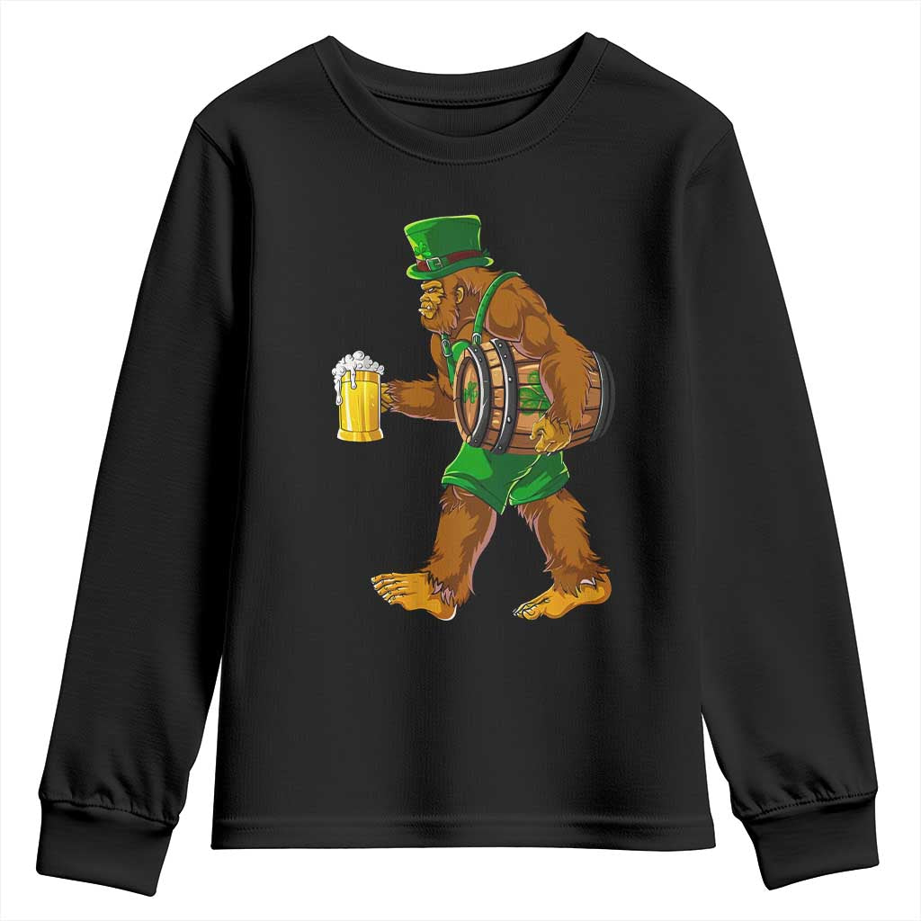 St Patricks Day Bigfoot Youth Sweatshirt Sasquatch Beer Funny Party Shamrock TS10 Black Print Your Wear