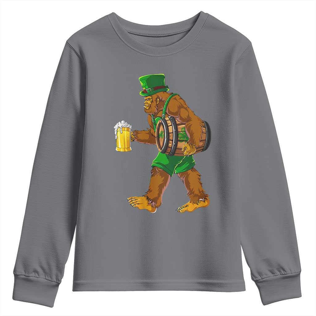 St Patricks Day Bigfoot Youth Sweatshirt Sasquatch Beer Funny Party Shamrock TS10 Charcoal Print Your Wear
