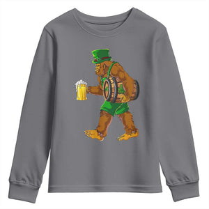 St Patricks Day Bigfoot Youth Sweatshirt Sasquatch Beer Funny Party Shamrock TS10 Charcoal Print Your Wear