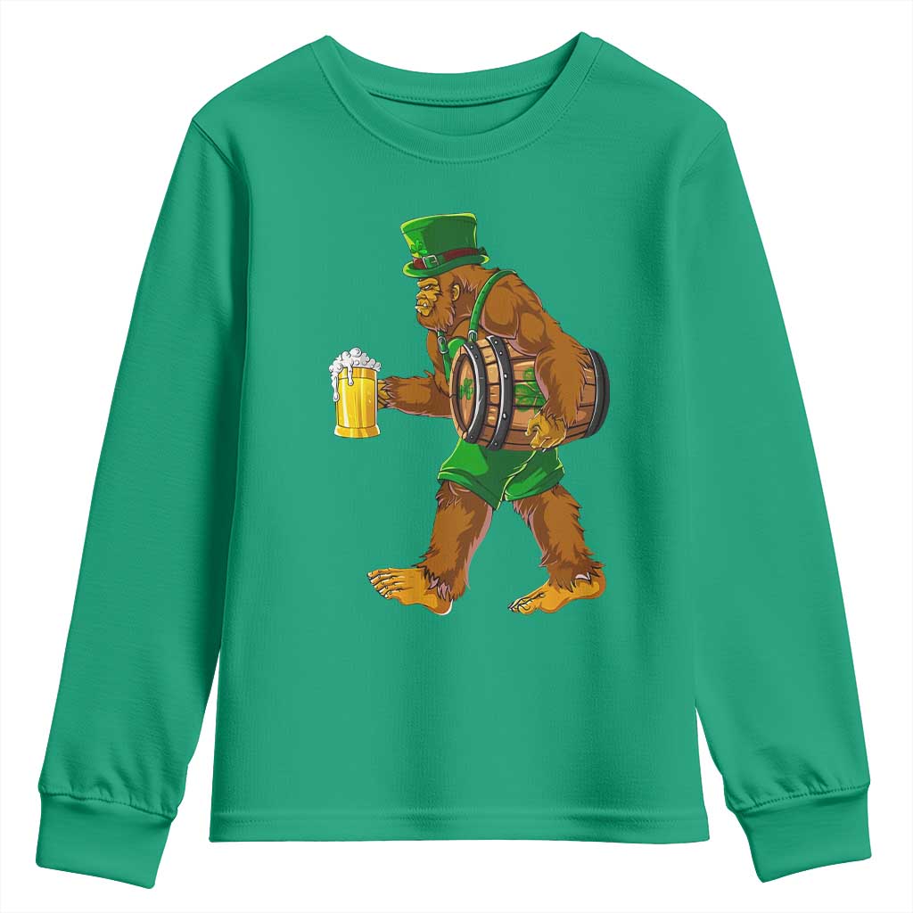 St Patricks Day Bigfoot Youth Sweatshirt Sasquatch Beer Funny Party Shamrock TS10 Irish Green Print Your Wear