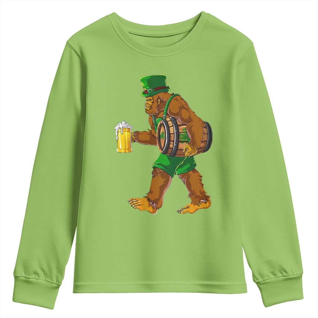 St Patricks Day Bigfoot Youth Sweatshirt Sasquatch Beer Funny Party Shamrock TS10 Lime Print Your Wear