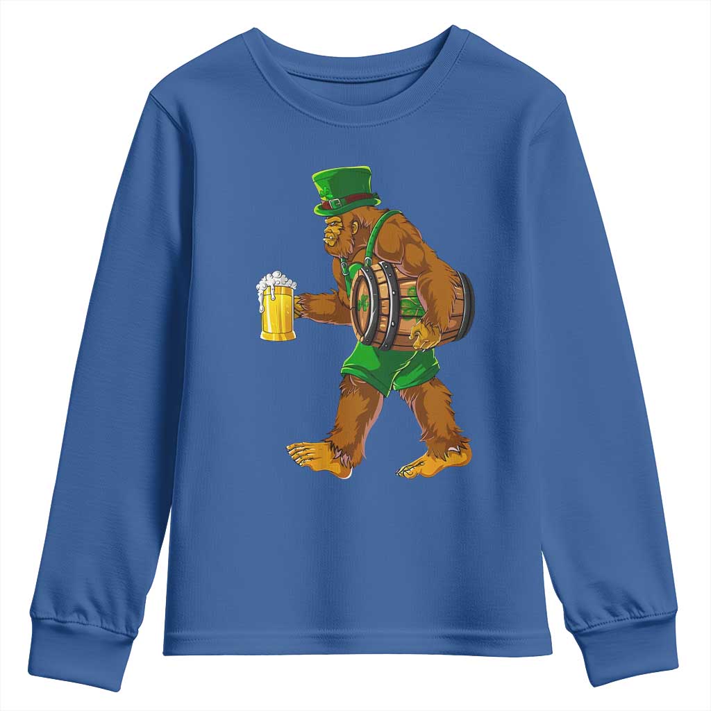 St Patricks Day Bigfoot Youth Sweatshirt Sasquatch Beer Funny Party Shamrock TS10 Royal Blue Print Your Wear