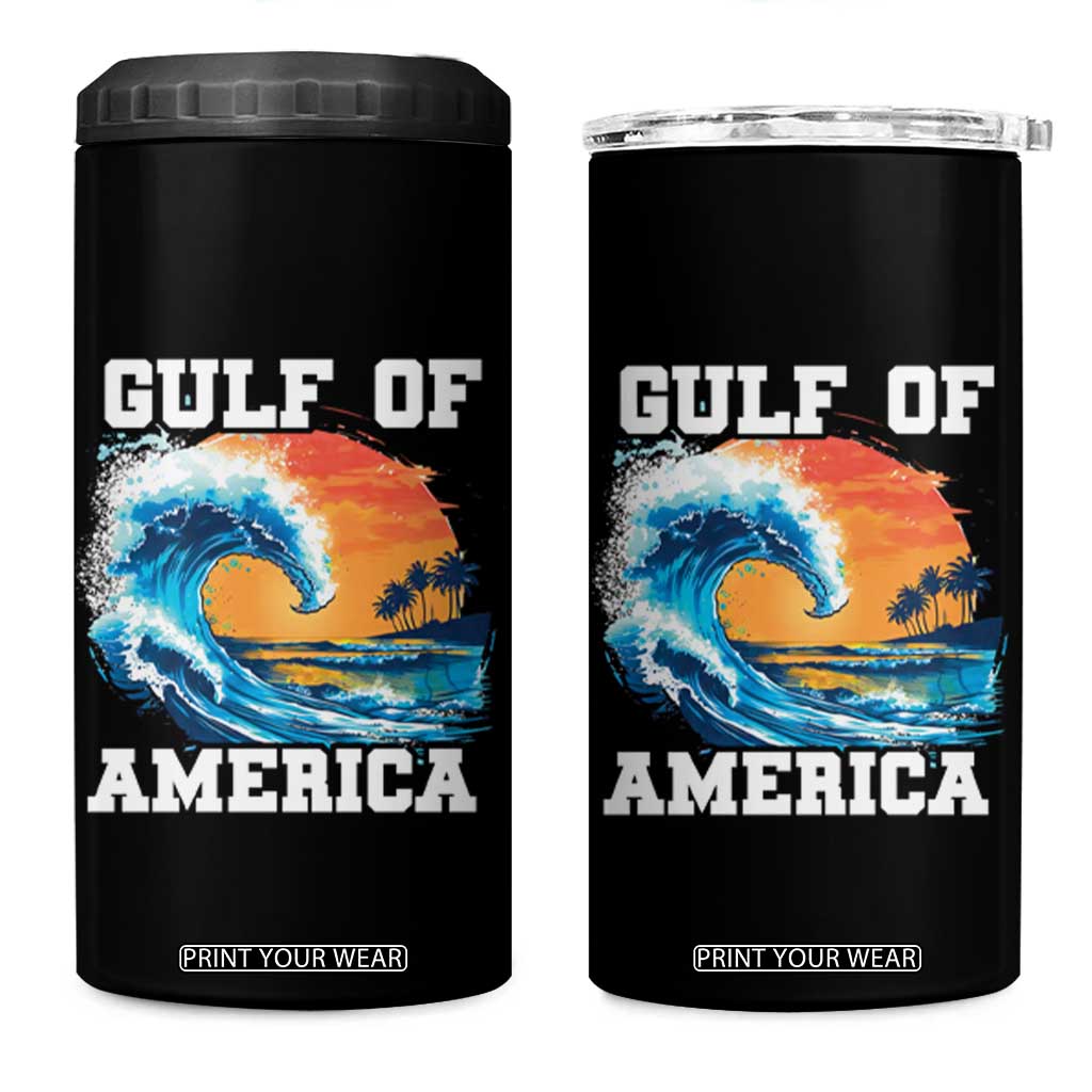 Gulf Of USA America 4 in 1 Can Cooler Tumbler President Trump Funny Gulf Mexico Summer Vibes TS10 One Size: 16 oz Black Print Your Wear