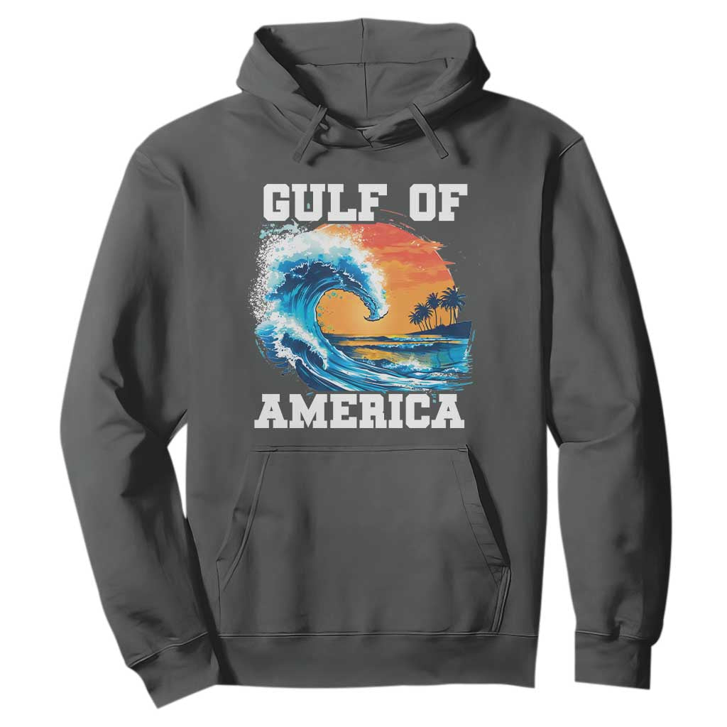 Gulf Of USA America Hoodie President Trump 2025 Funny Gulf Mexico Summer Vibes TS10 Dark Heather Print Your Wear