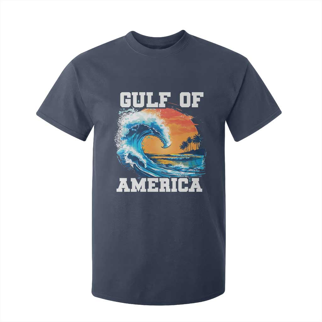 Gulf Of USA America T Shirt For Kid President Trump 2025 Funny Gulf Mexico Summer Vibes TS10 Navy Print Your Wear