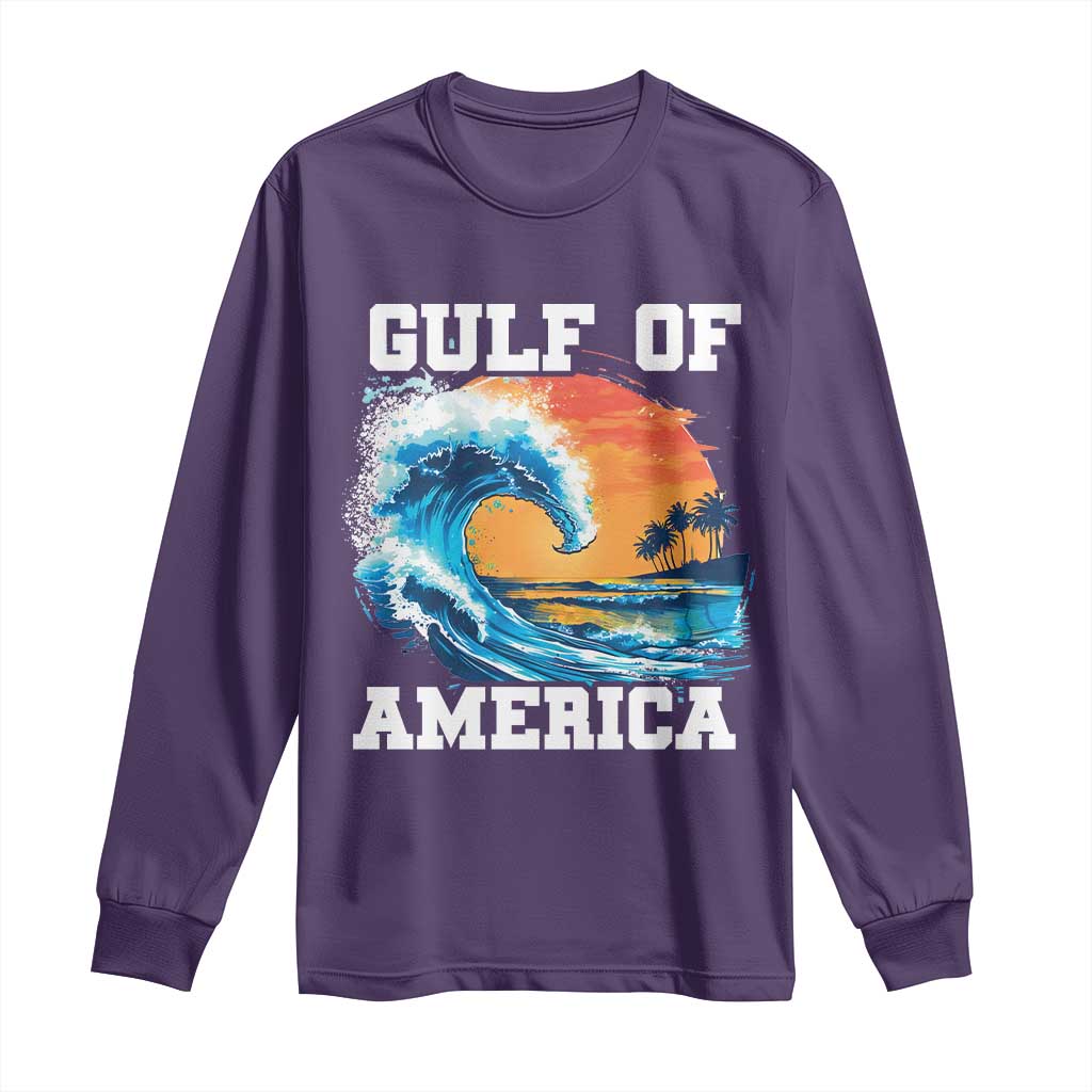 Gulf Of USA America Long Sleeve Shirt President Trump 2025 Funny Gulf Mexico Summer Vibes TS10 Purple Print Your Wear
