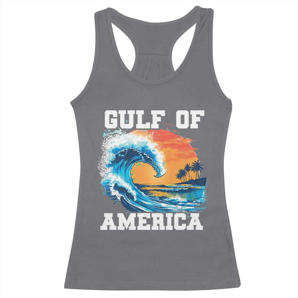 Gulf Of USA America Racerback Tank Top President Trump 2025 Funny Gulf Mexico Summer Vibes TS10 Charcoal Print Your Wear