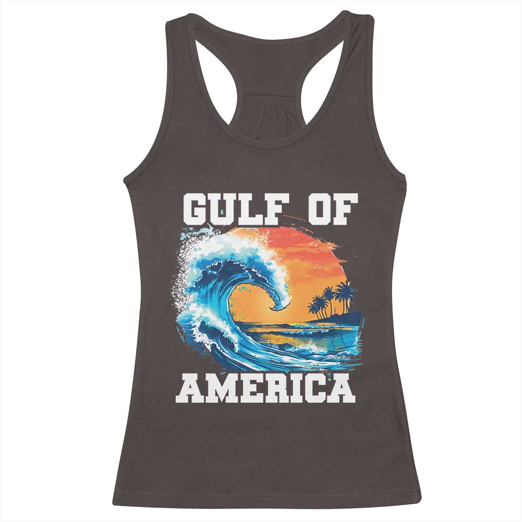 Gulf Of USA America Racerback Tank Top President Trump 2025 Funny Gulf Mexico Summer Vibes TS10 Dark Chocolate Print Your Wear