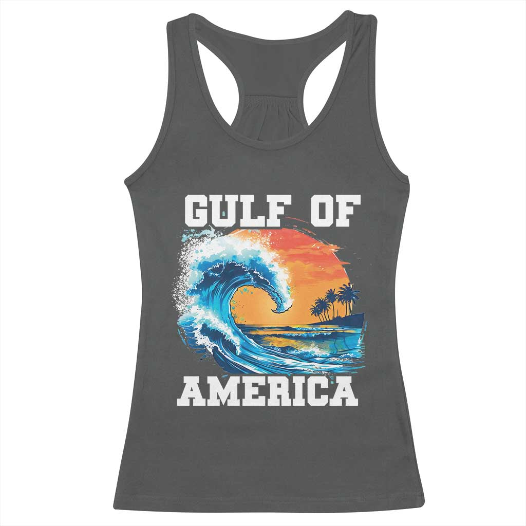 Gulf Of USA America Racerback Tank Top President Trump 2025 Funny Gulf Mexico Summer Vibes TS10 Dark Heather Print Your Wear