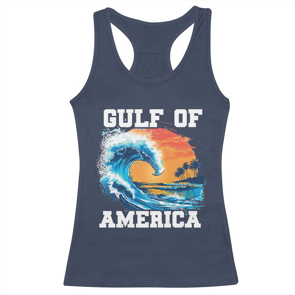Gulf Of USA America Racerback Tank Top President Trump 2025 Funny Gulf Mexico Summer Vibes TS10 Navy Print Your Wear