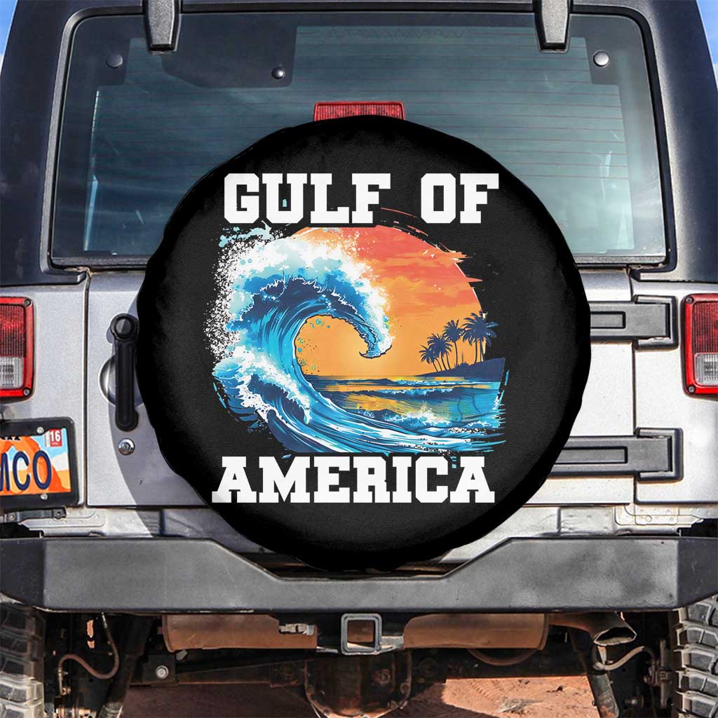 Gulf Of America Spare Tire Cover President Trump Funny Gulf Mexico Summer Vibes TS10 No hole Black Print Your Wear