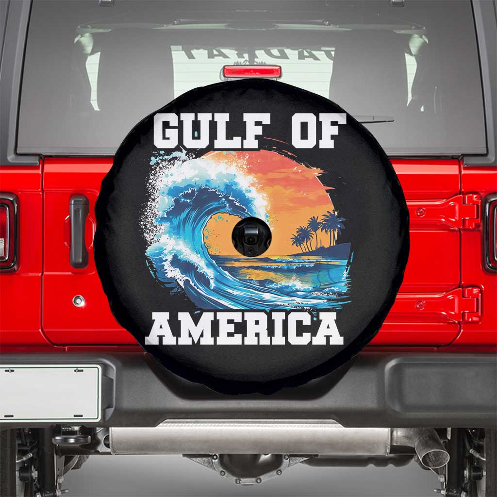 Gulf Of America Spare Tire Cover President Trump Funny Gulf Mexico Summer Vibes TS10 Black Print Your Wear