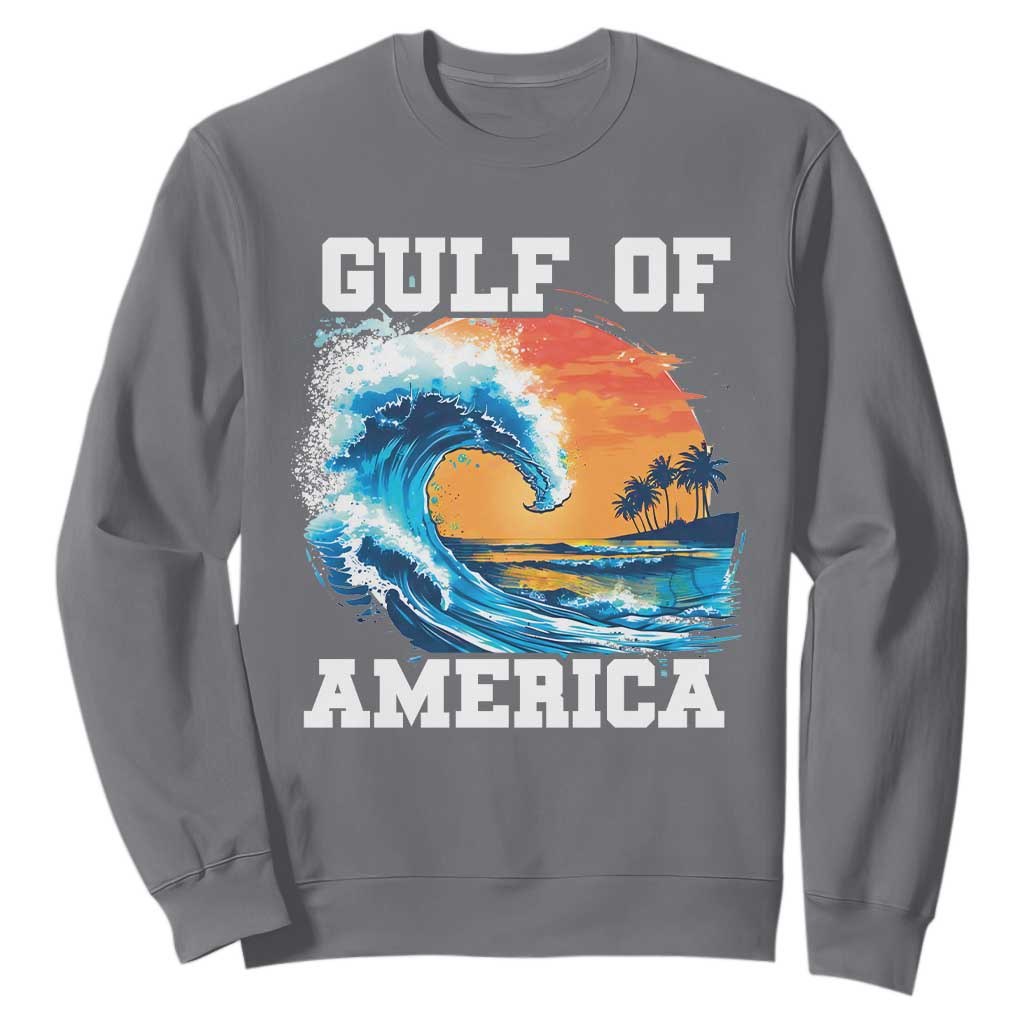 Gulf Of USA America Sweatshirt President Trump 2025 Funny Gulf Mexico Summer Vibes TS10 Charcoal Print Your Wear
