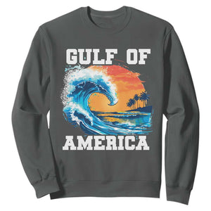 Gulf Of USA America Sweatshirt President Trump 2025 Funny Gulf Mexico Summer Vibes TS10 Dark Heather Print Your Wear