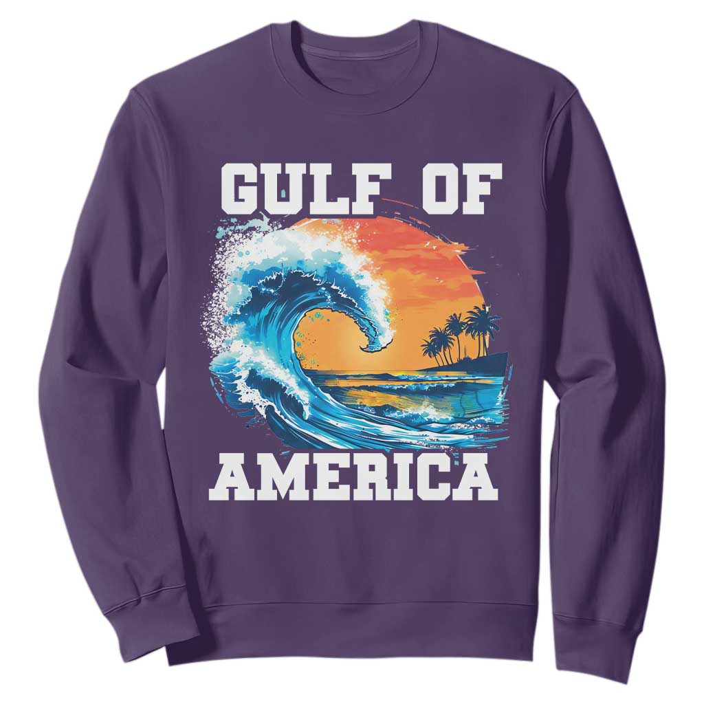 Gulf Of USA America Sweatshirt President Trump 2025 Funny Gulf Mexico Summer Vibes TS10 Purple Print Your Wear