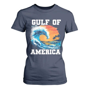 Gulf Of USA America T Shirt For Women President Trump 2025 Funny Gulf Mexico Summer Vibes TS10 Navy Print Your Wear