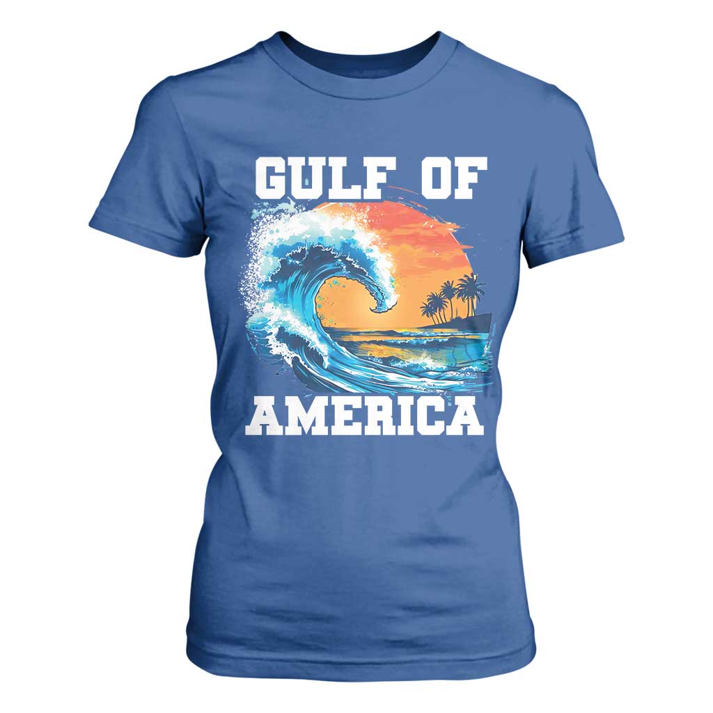Gulf Of USA America T Shirt For Women President Trump 2025 Funny Gulf Mexico Summer Vibes TS10 Royal Blue Print Your Wear