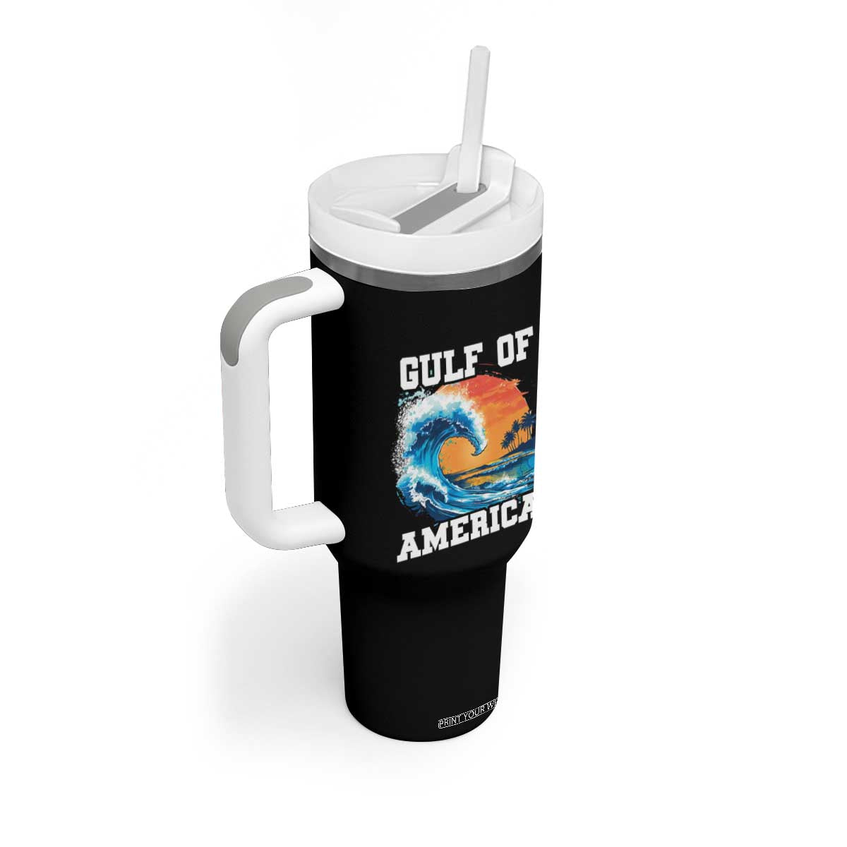 Gulf Of USA America Tumbler With Handle President Trump Funny Gulf Mexico Summer Vibes TS10 Print Your Wear