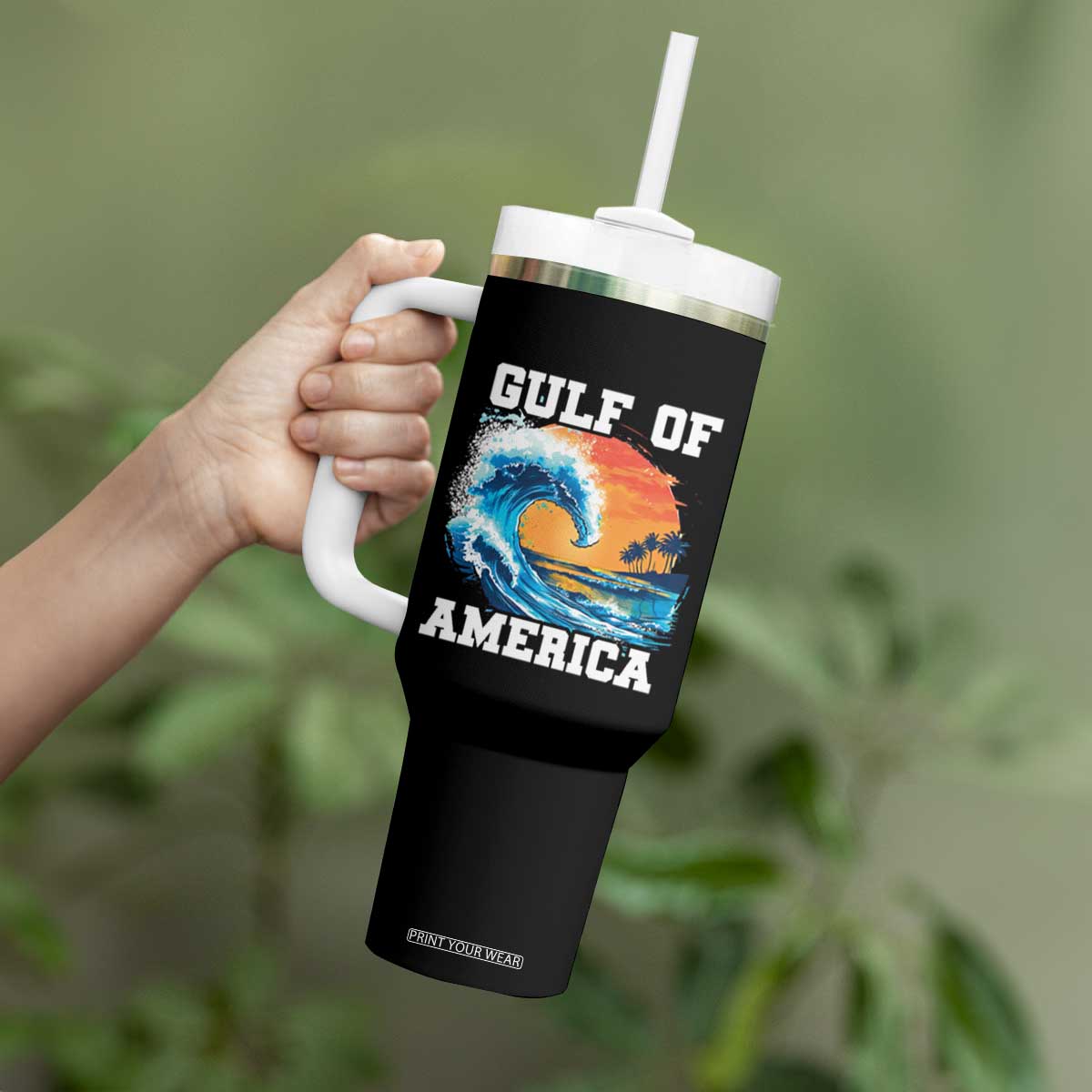 Gulf Of USA America Tumbler With Handle President Trump Funny Gulf Mexico Summer Vibes TS10 Print Your Wear