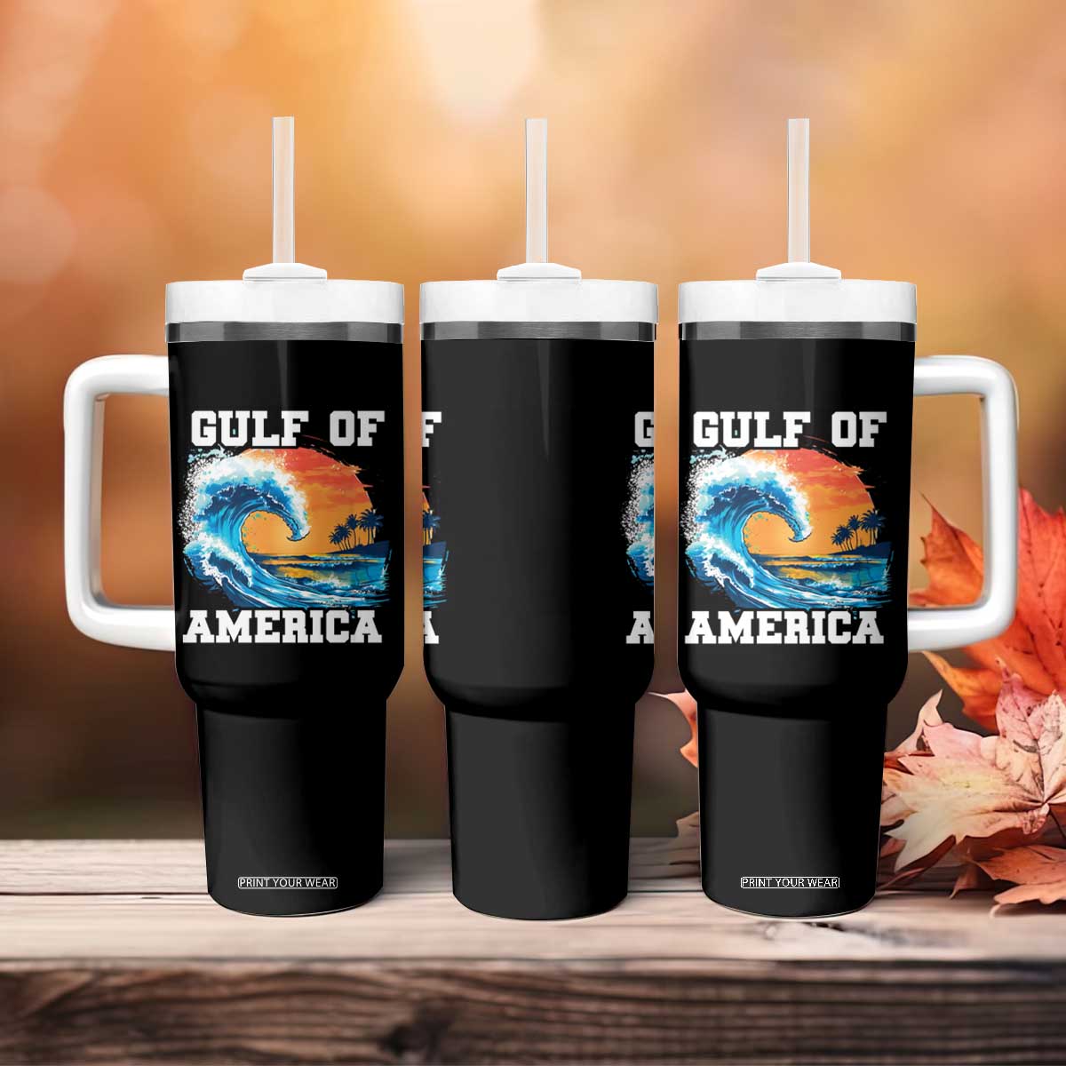 Gulf Of USA America Tumbler With Handle President Trump Funny Gulf Mexico Summer Vibes TS10 Print Your Wear