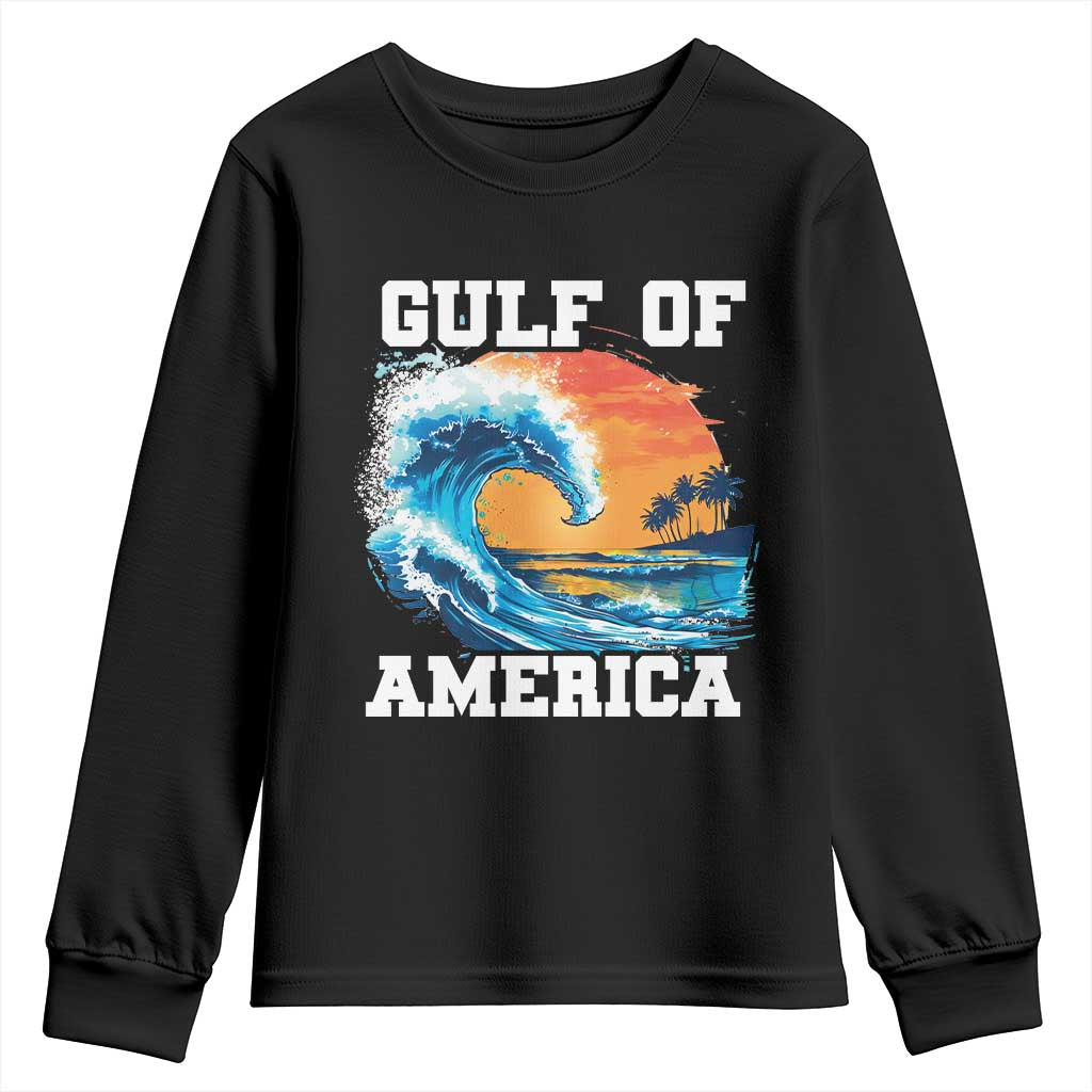 Gulf Of USA America Youth Sweatshirt President Trump 2025 Funny Gulf Mexico Summer Vibes TS10 Black Print Your Wear