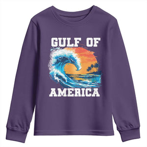 Gulf Of USA America Youth Sweatshirt President Trump 2025 Funny Gulf Mexico Summer Vibes TS10 Purple Print Your Wear