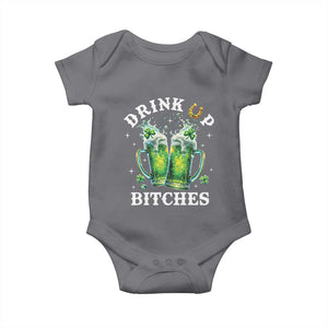 Drink Up Bitches Funny St Patricks Day Baby Onesie Irish Beer Lovers TS10 Charcoal Print Your Wear