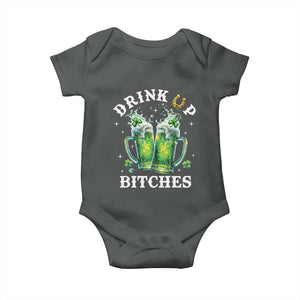 Drink Up Bitches Funny St Patricks Day Baby Onesie Irish Beer Lovers TS10 Dark Heather Print Your Wear
