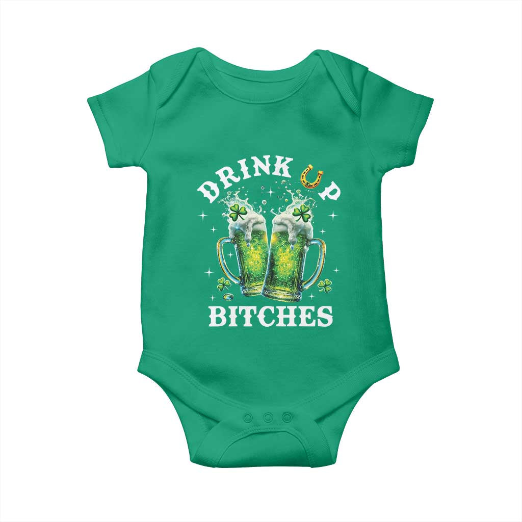 Drink Up Bitches Funny St Patricks Day Baby Onesie Irish Beer Lovers TS10 Irish Green Print Your Wear