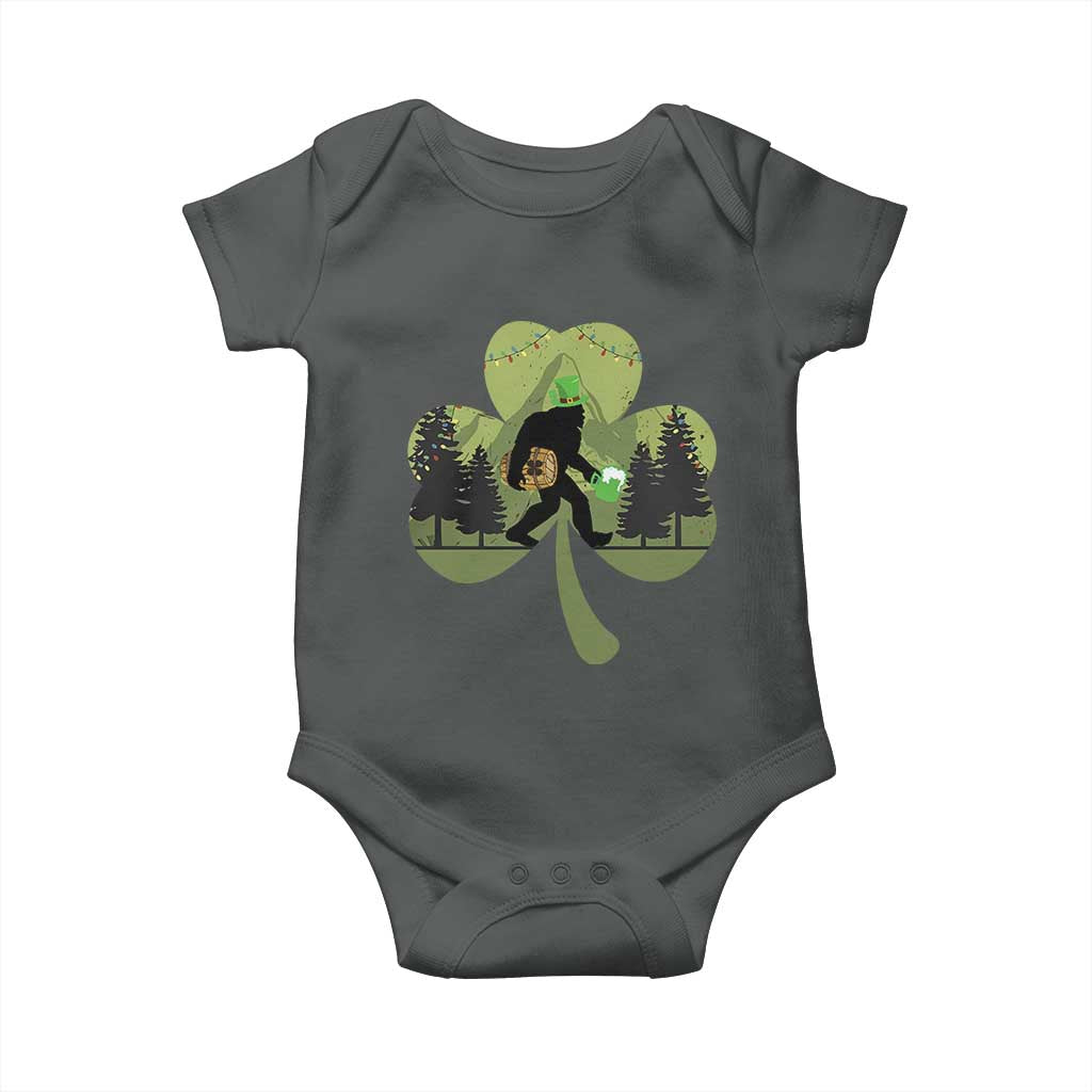St Patricks Day Bigfoot Baby Onesie Sasquatch Irish Beer Lovers Shamrock Clover Leaf TS10 Dark Heather Print Your Wear
