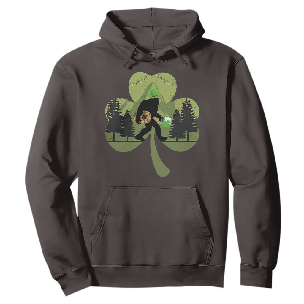 St Patricks Day Bigfoot Hoodie Sasquatch Irish Beer Lovers Shamrock Clover Leaf TS10 Dark Chocolate Print Your Wear