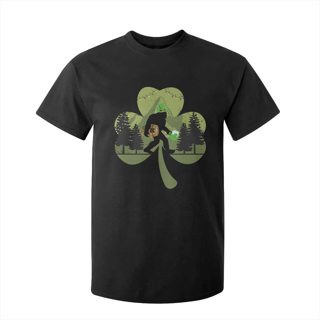 St Patricks Day Bigfoot T Shirt For Kid Sasquatch Irish Beer Lovers Shamrock Clover Leaf TS10 Black Print Your Wear
