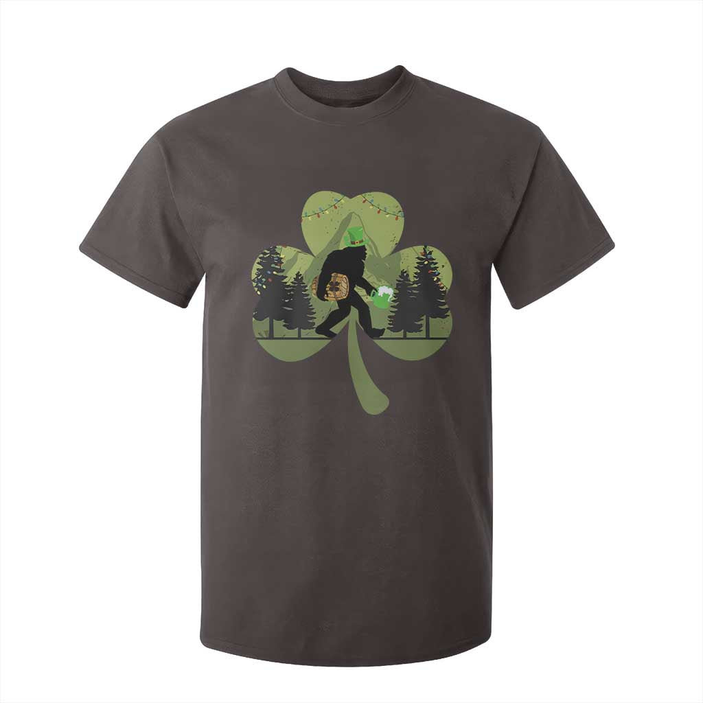 St Patricks Day Bigfoot T Shirt For Kid Sasquatch Irish Beer Lovers Shamrock Clover Leaf TS10 Dark Chocolate Print Your Wear