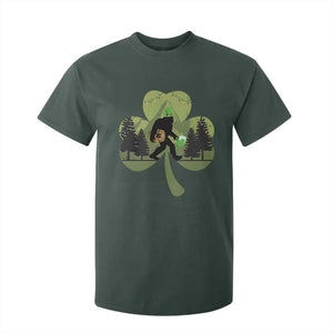 St Patricks Day Bigfoot T Shirt For Kid Sasquatch Irish Beer Lovers Shamrock Clover Leaf TS10 Dark Forest Green Print Your Wear